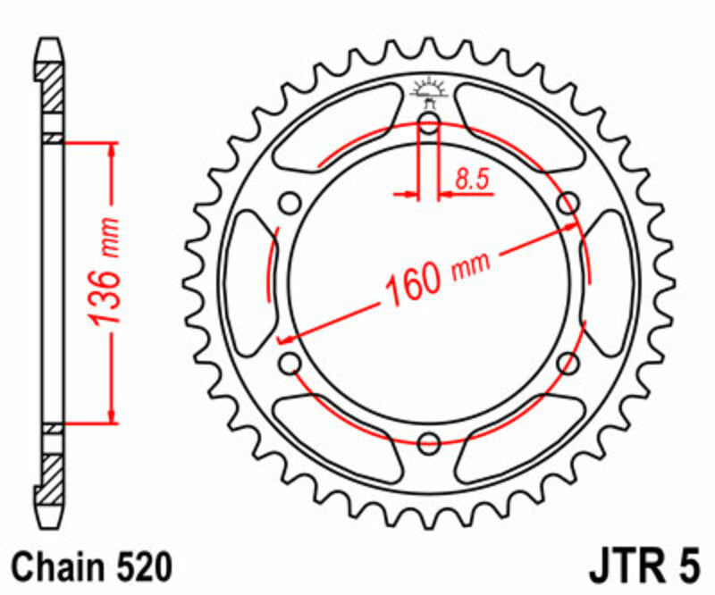 JT SPROCKETS Standard Stahlritzel hinten 5 - 520