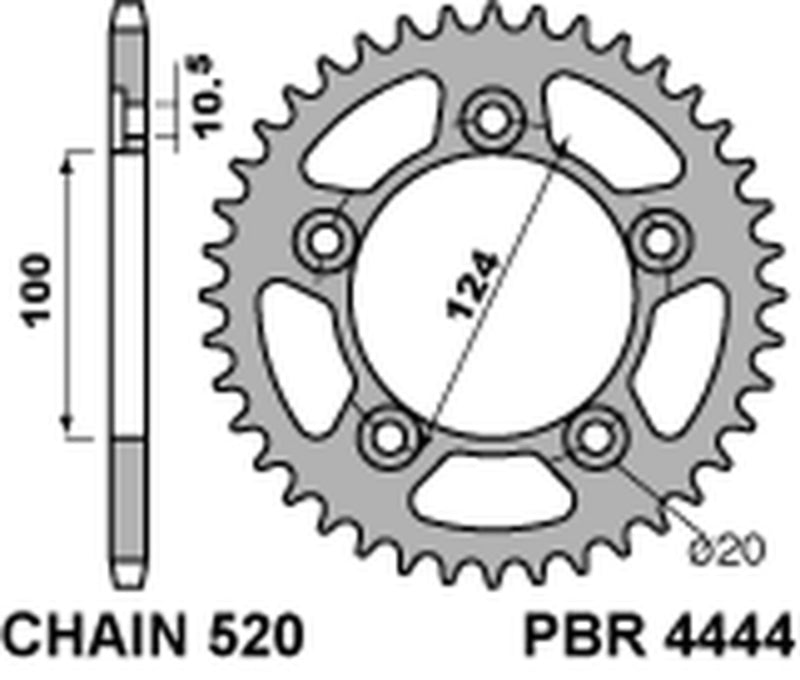 PBR Standard Kettenrad C45 Stahl 4444 - 520