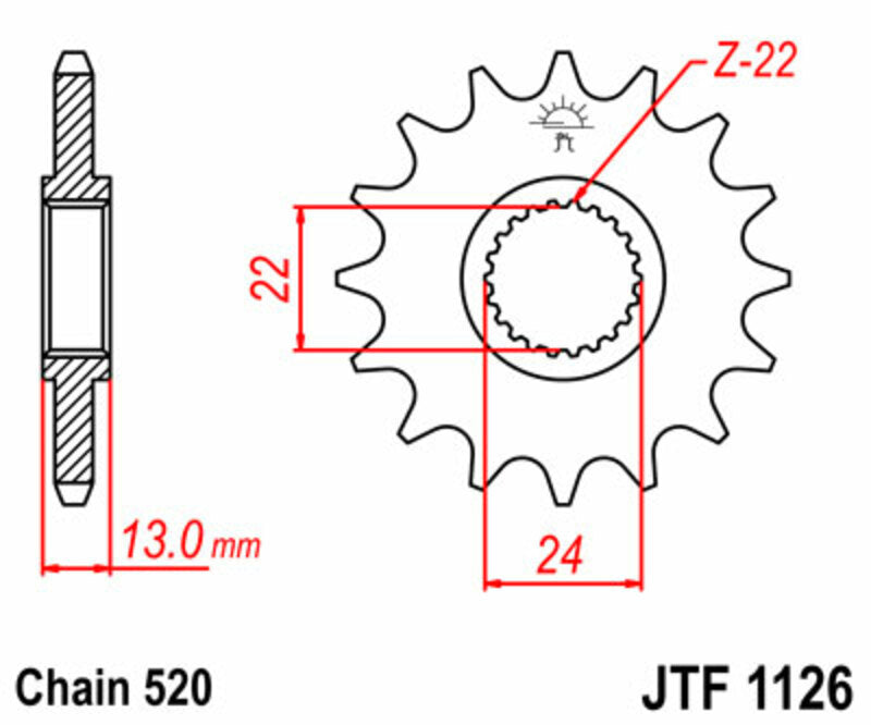 JT SPROCKETS Standard Stahlritzel vorne 1126 - 520
