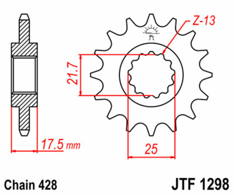 JT SPROCKETS Standard Stahlritzel vorne 1298 - 428