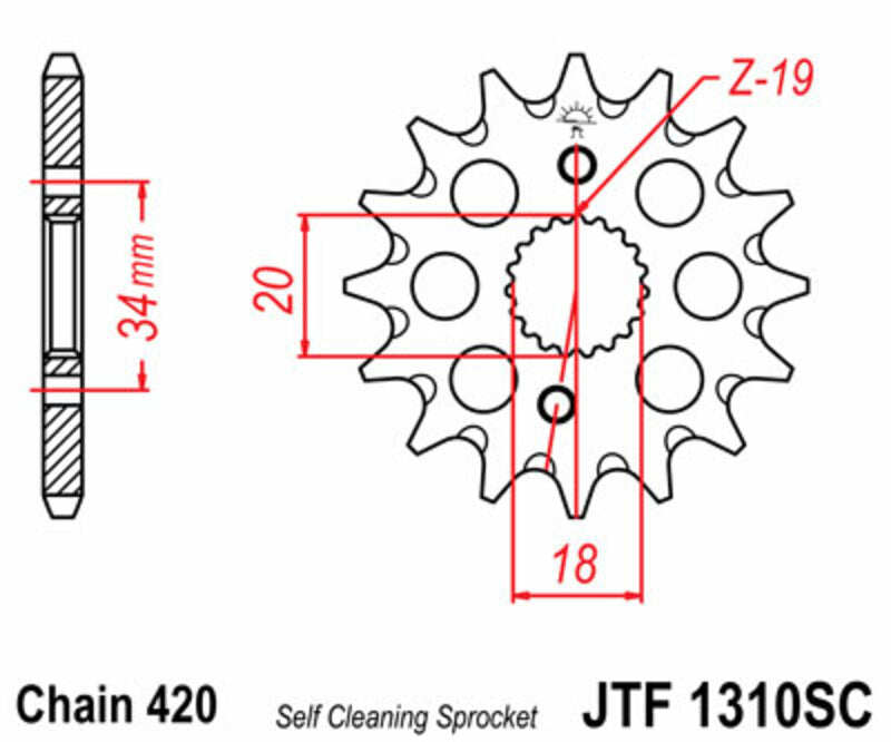 JT SPROCKETS Selbstreinigendes Stahlritzel vorne 1310 - 420