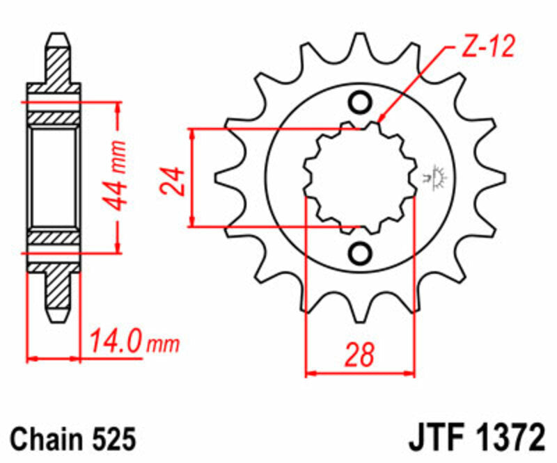 JT SPROCKETS Standard Stahlritzel vorne 1372 - 525