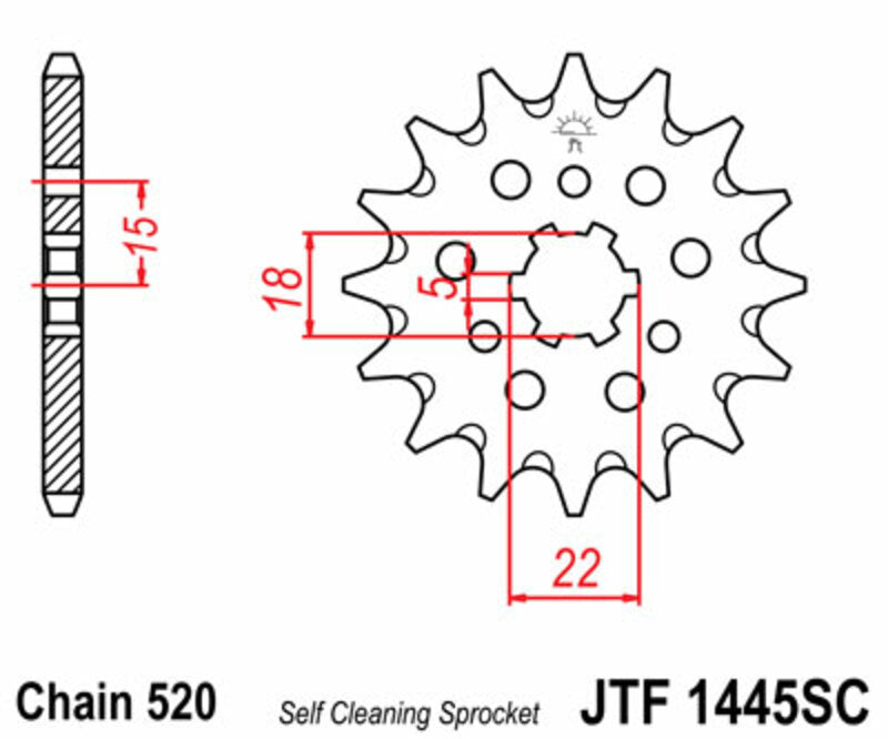 JT SPROCKETS Selbstreinigendes Stahlritzel vorne 1445 - 520