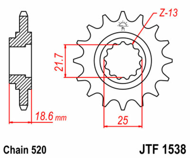 JT SPROCKETS Standard Stahlritzel vorne 1538 - 520