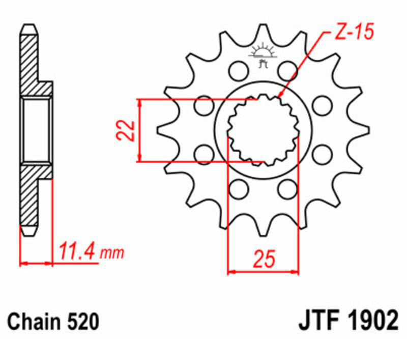 JT SPROCKETS Standard Stahlritzel vorne 1902 - 520
