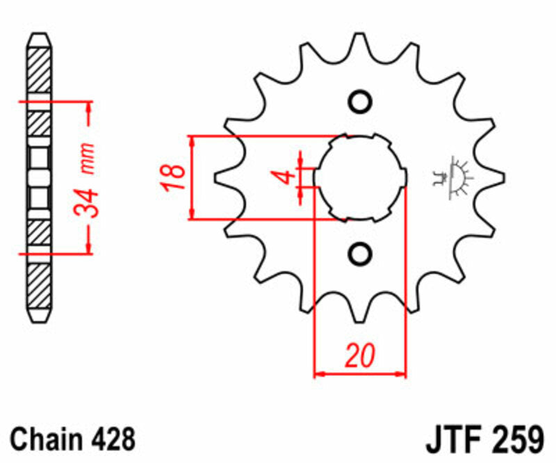 JT SPROCKETS Standard Stahlritzel vorne 259 - 428