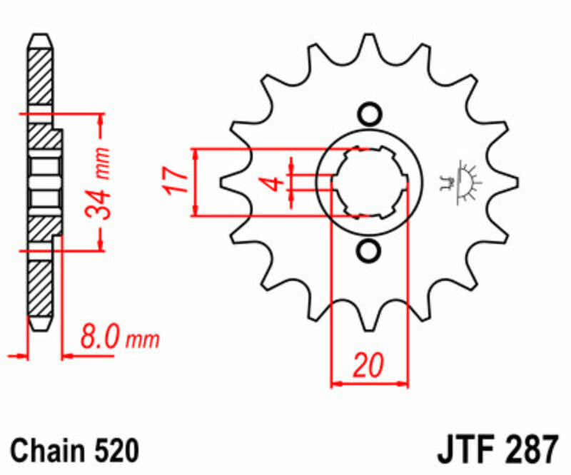 JT SPROCKETS Standard Stahlritzel vorne 287 - 520