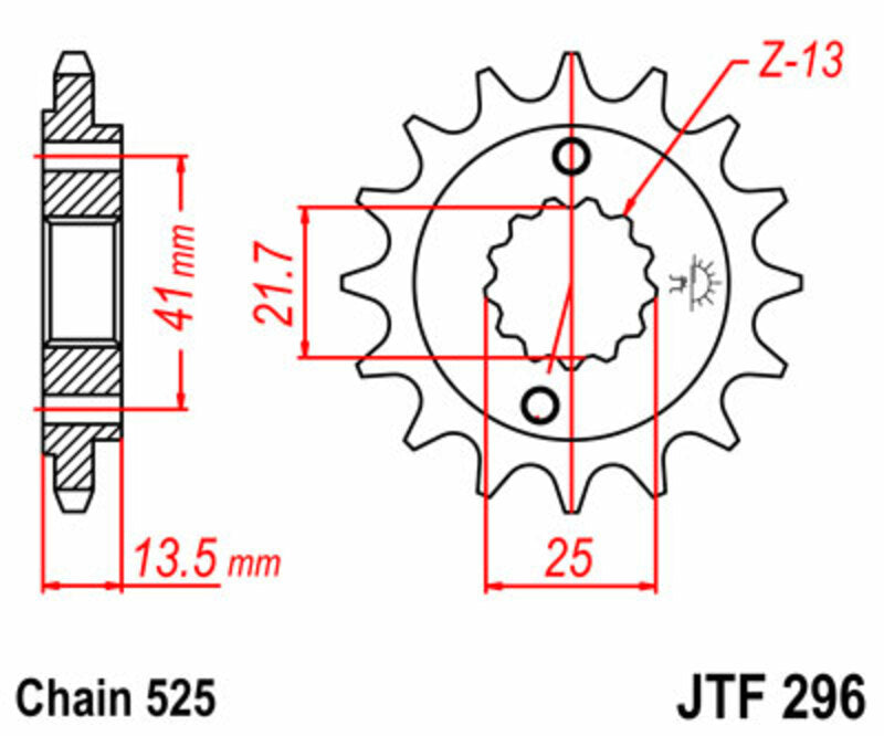JT SPROCKETS Standard Stahlritzel vorne 296 - 525