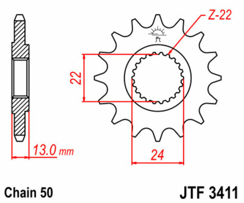 JT SPROCKETS Standard Stahlritzel vorne 3411 - 520