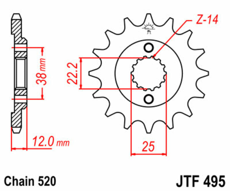 JT SPROCKETS Standard Stahlritzel vorne 495 - 520