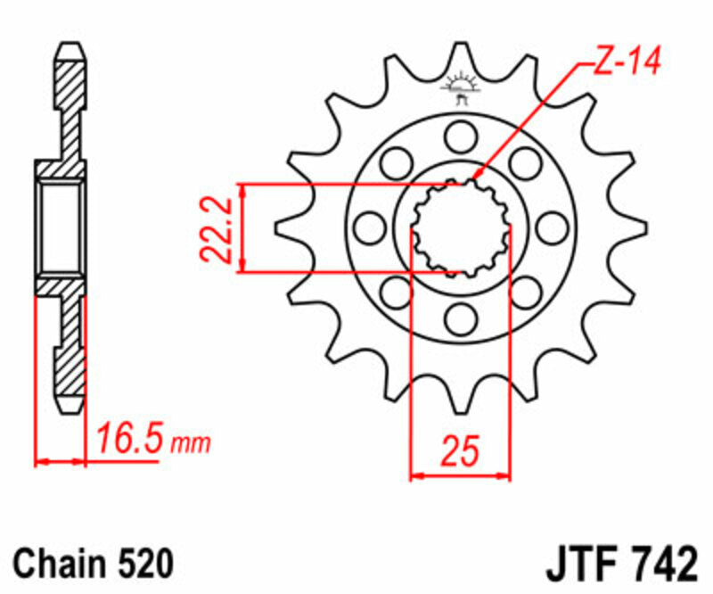 JT SPROCKETS Standard Stahlritzel vorne 742 - 520