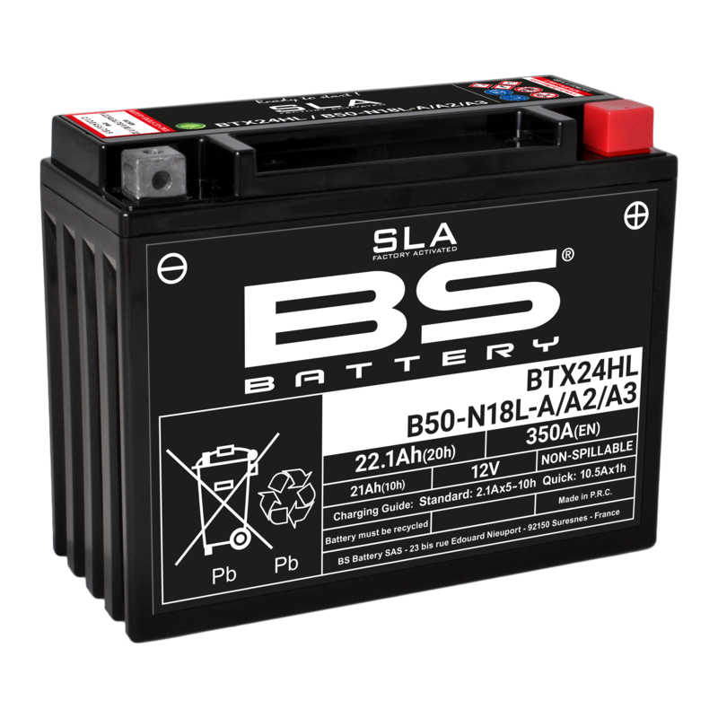 BS BATTERY SLA Wartungsfreie Batterie Werkseitig aktiviert - BTX24HL/B50-N18L-A/A2/A3