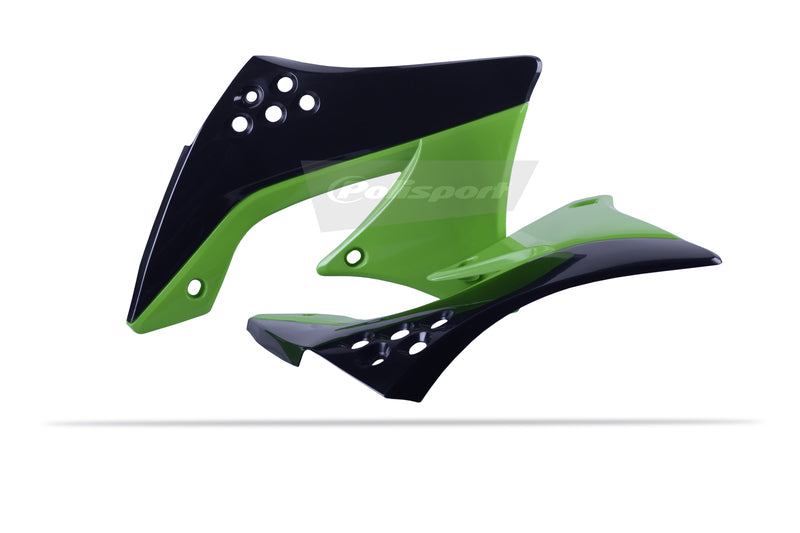 POLISPORT Kühlerspoiler seitlich Originalfarbe Schwarz/Grün KawasakiKX450F