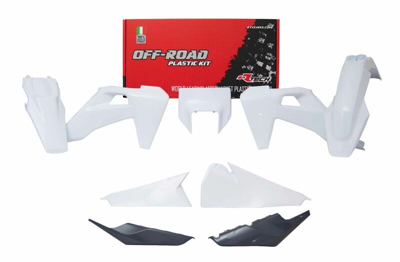 RACETECH Kunststoff-Kit Verkleidungsteile Weiß/Anthrazit Grau Husqvarna TE/FE