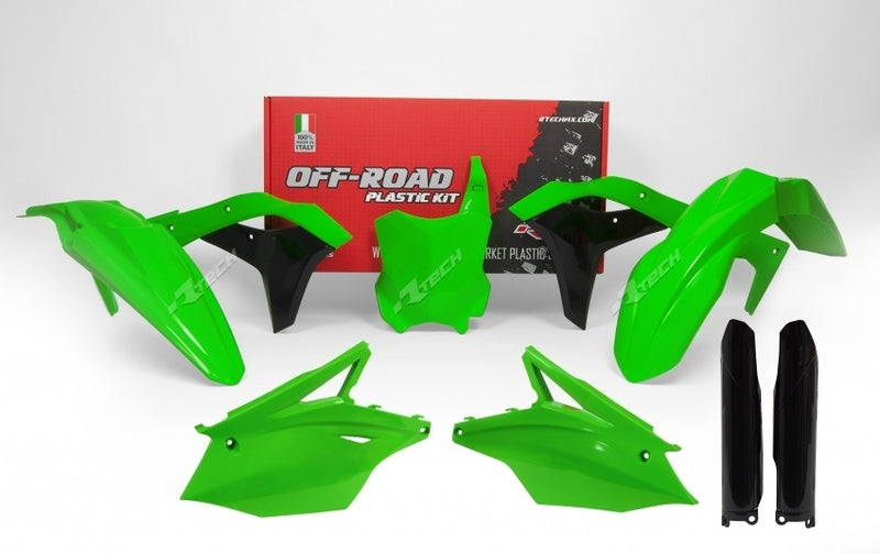 RACETECH Plastik-Kit neongrün/schwarz Kawasaki KX250F