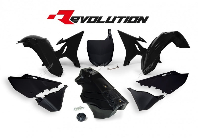 RACETECH Plastik-Kit Revolution schwarz inkl. Tank Yamaha YZ125/250