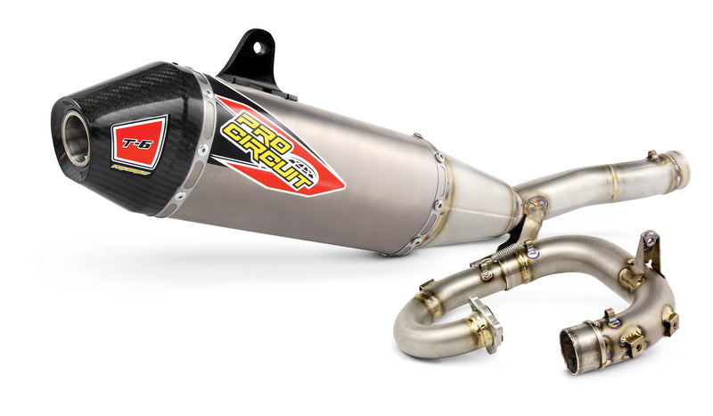 PRO CIRCUIT T-6 Komplett Auspuff Edelstahl/Titan-Schalldämpfer/Carbon-Endkappe Kawasaki KX250