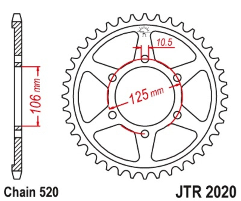 JT SPROCKETS Kettenrad 41 Zähne Stahl Standard 520 Pitch Typ 2020
