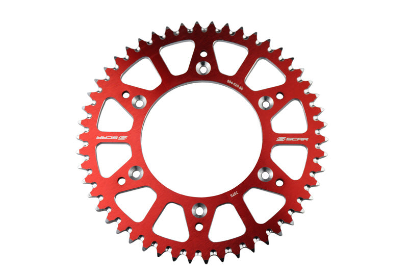 SCAR Kettenrad 49 Zähne Alu Ultra Leicht Selbstreinigend Kette 520 Typ SRS230 Rot