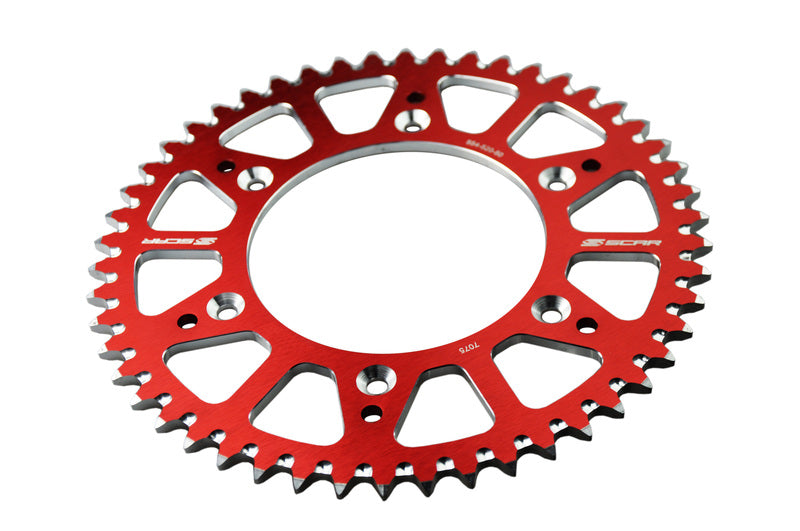 SCAR Kettenrad 49 Zähne Alu Ultra Leicht Selbstreinigend Kette 520 Typ SRS230 Rot