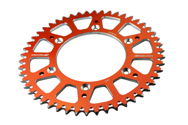 SCAR Kettenrad 48 Zähne Alu Ultra Leicht Selbstreinigend Kette 428 Typ SRS520 Orange