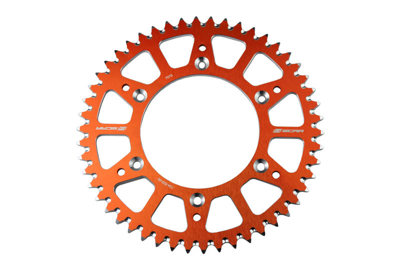 SCAR Kettenrad 49 Zähne Alu Ultra Leicht Selbstreinigend Kette 520 Typ SRS530 Orange