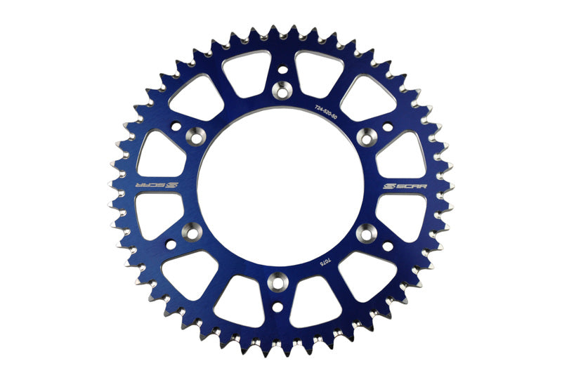SCAR Kettenrad 49 Zähne Alu Ultra Leicht Selbstreinigend Kette 520 Typ SRS630 Blau