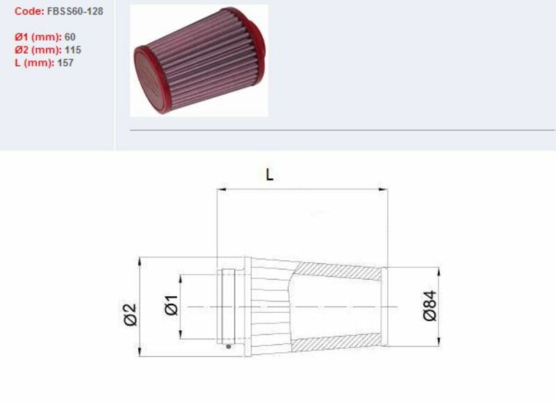 BMC Luftfilter konisch Ø 60 mm - FBSS60-128