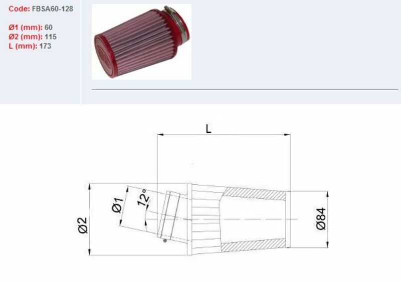BMC Luftfilter konisch Ø 60 mm - FBSA60-128