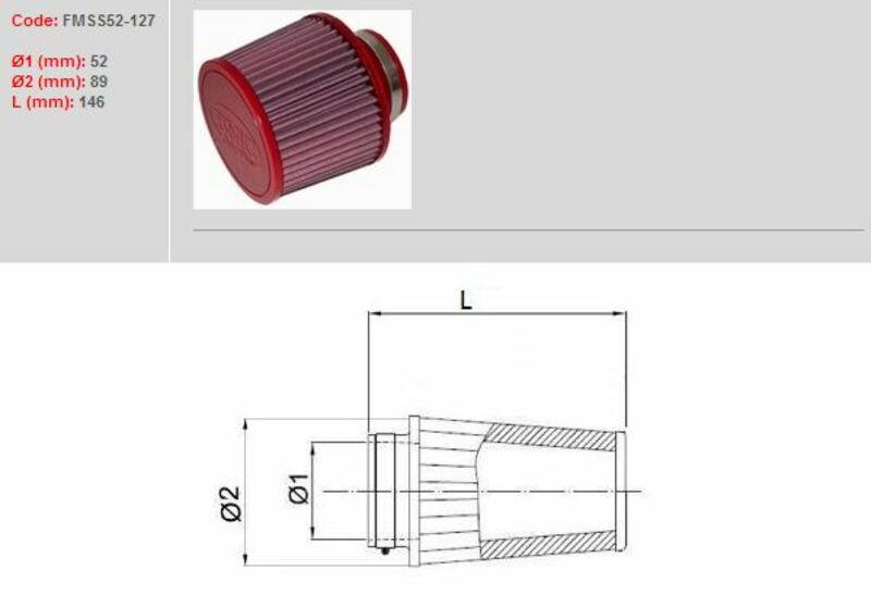 BMC Luftfilter konisch Ø 52 mm - FMSS52-127