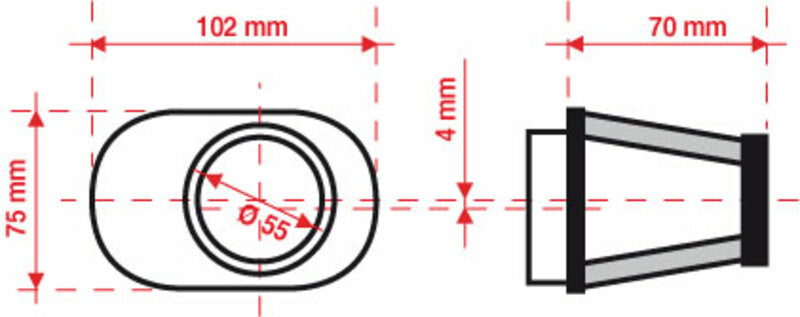 BMC Luftfilter konisch, Mundstück rechts Ø 55 mm - FBPF55-70R