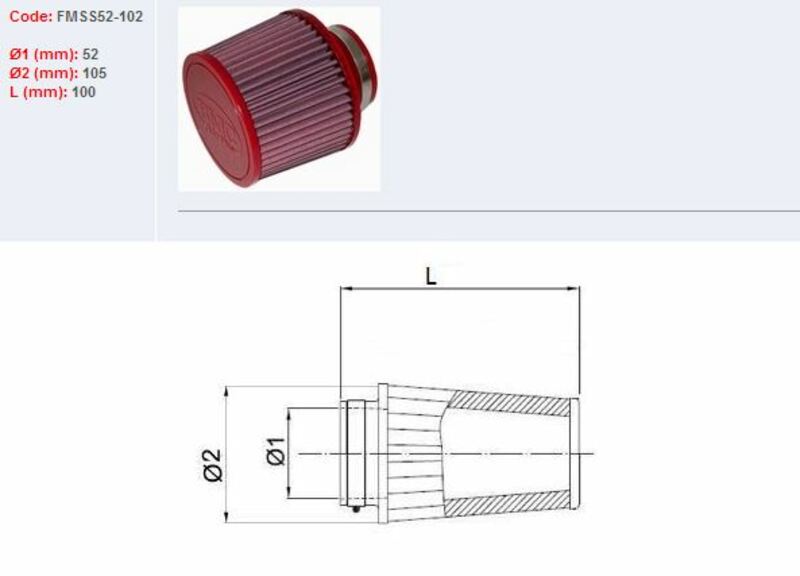 BMC Luftfilter konisch Ø 52 mm - SS52-102