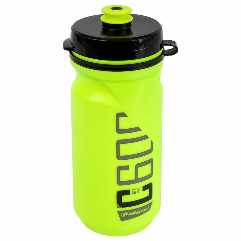 POLISPORT Water Bottle C600 Lime Green/Black Clip On Cap 600ml