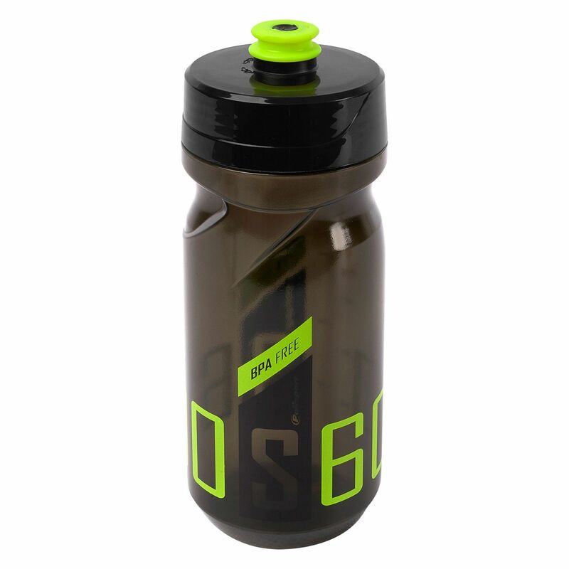 POLISPORT Water Bottle S600 Clear Black/Lime Green Screw-On Cap 600ml