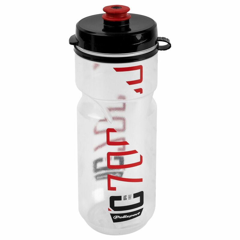 POLISPORT Water Bottle C700 Clear/Black/Red Clip On Cap 700ml