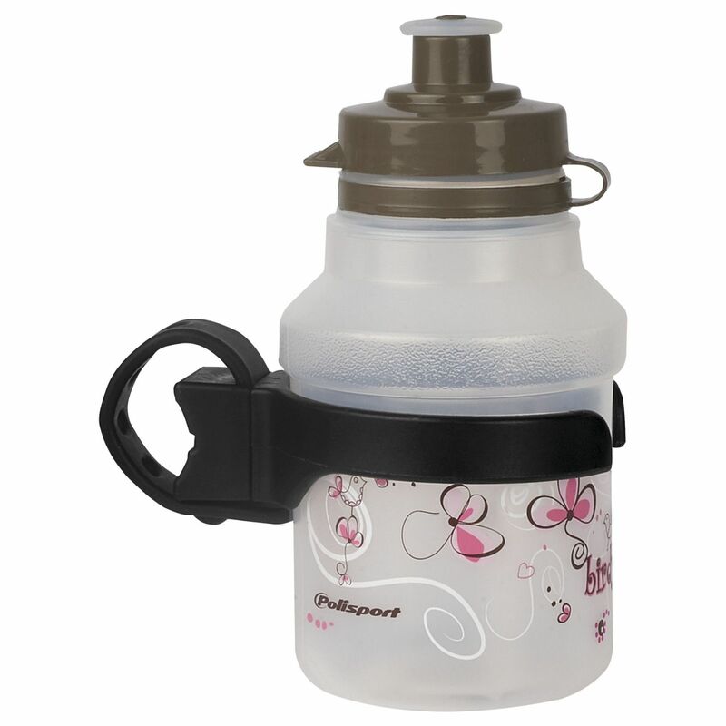 POLISPORT Water Bottle Birdy Clip-On Cap + Rotative Bottle Cage Clear 350ml