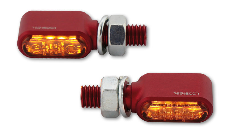 HIGHSIDER CNC LED Blinker Little Bronx, Rot, getöntes Glas, E-geprüft, Paar