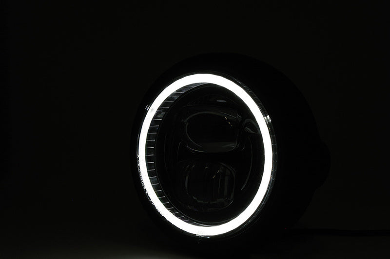 HIGHSIDER 5 3/4 Zoll LED-Scheinwerfer PECOS Typ 7 mit Standlichtring, Schwarz matt