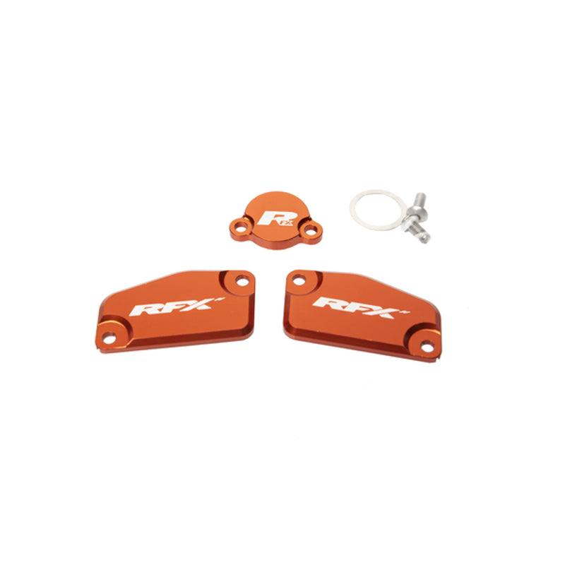 RFX Pro Satz Behälterabdeckung  (Orange) - KTM SX65/85 (Formula-Bremse und -Kupplung)