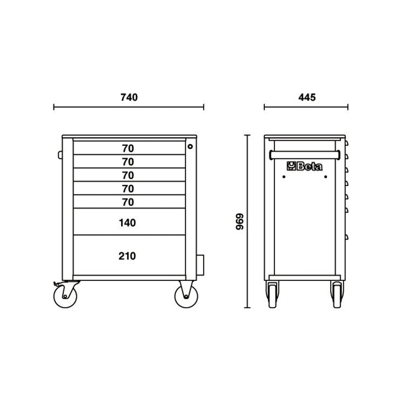 BETA RSC24/7 Mobile Roller Cab 7 Drawers