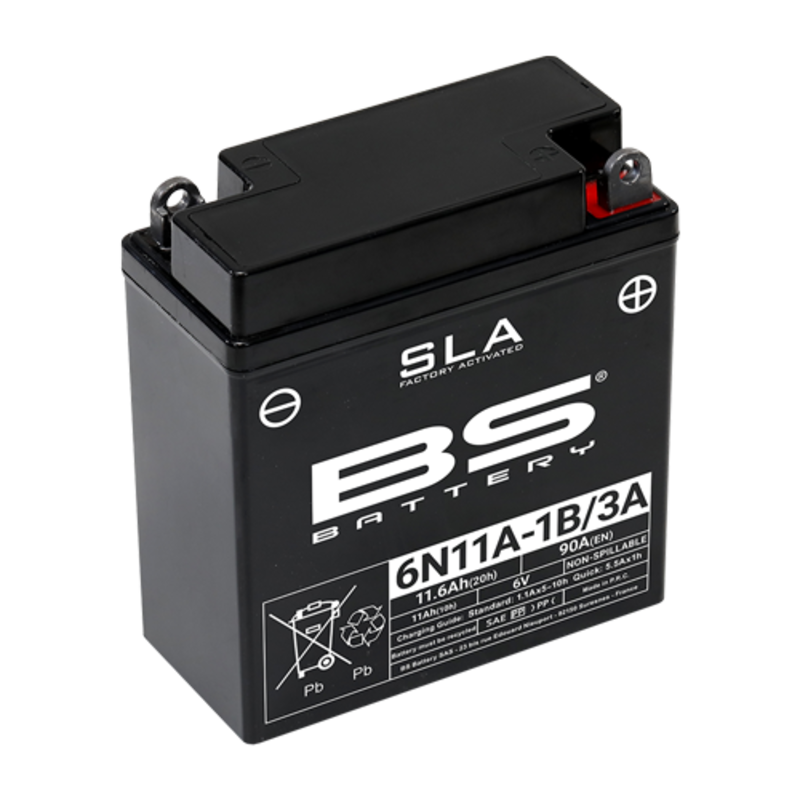 BS BATTERY AGM SLA Batterie vorgeladen - wartungsfrei - 6N11A-1B/3A