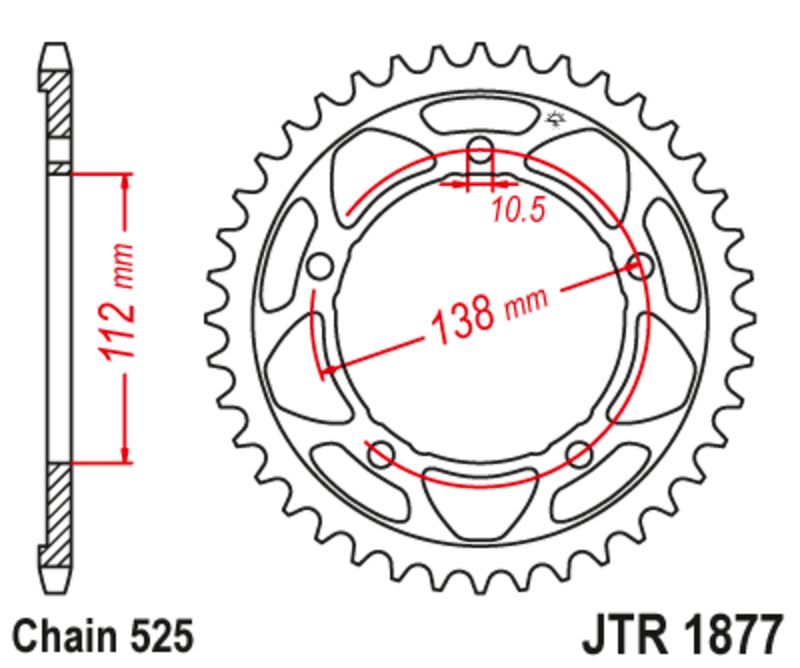 JT SPROCKETS Standard Kettenrad hinten 1877 - 525