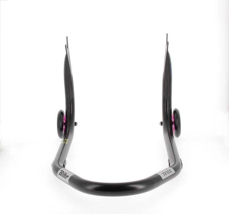 BIHR Home Track Montageständer hinten Aufnahmen in V-Form mattschwarz Räder rosa