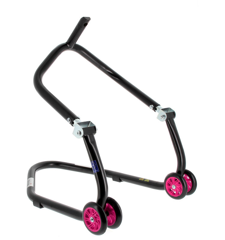 BIHR Home Track Montageständer vorne unter Gabelbrücke mattschwarz Räder rosa