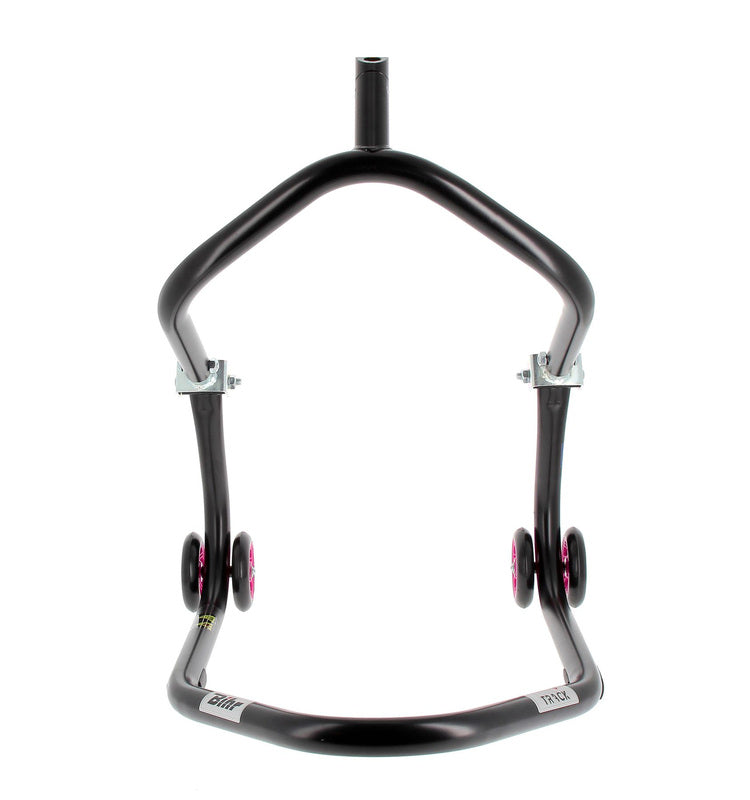BIHR Home Track Montageständer vorne unter Gabelbrücke mattschwarz Räder rosa