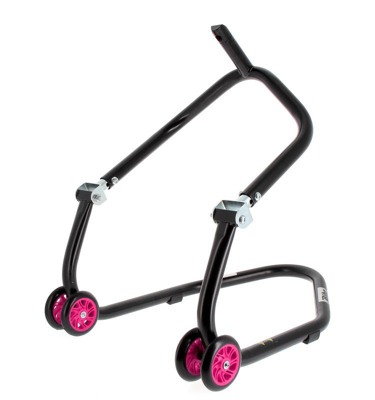 BIHR Home Track Montageständer vorne unter Gabelbrücke mattschwarz Räder rosa