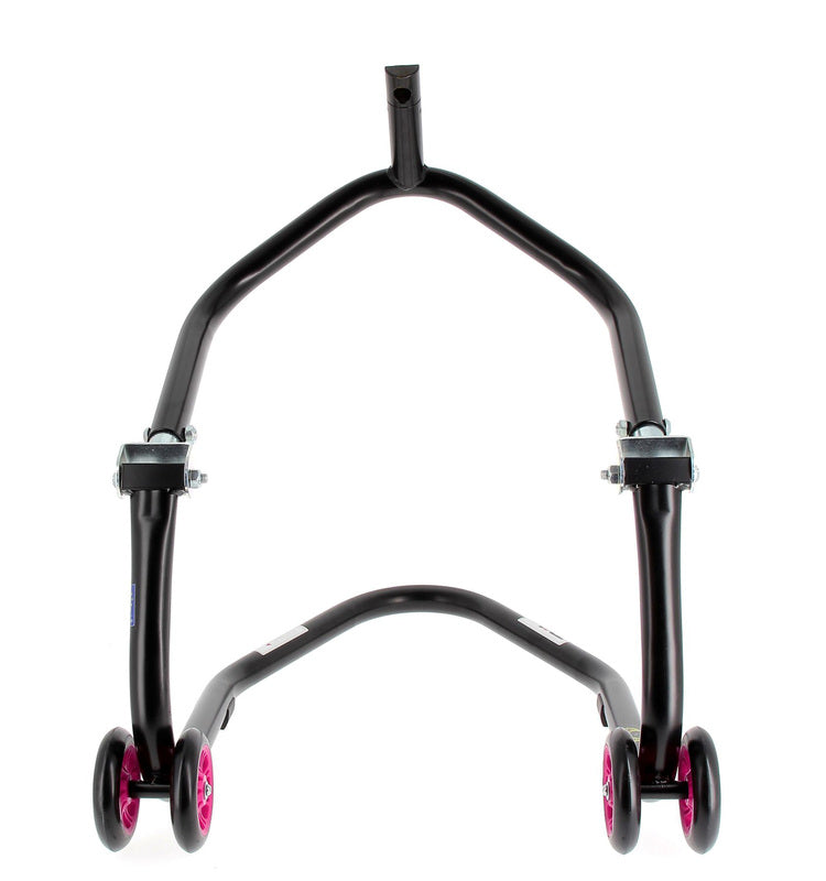 BIHR Home Track Montageständer vorne unter Gabelbrücke mattschwarz Räder rosa