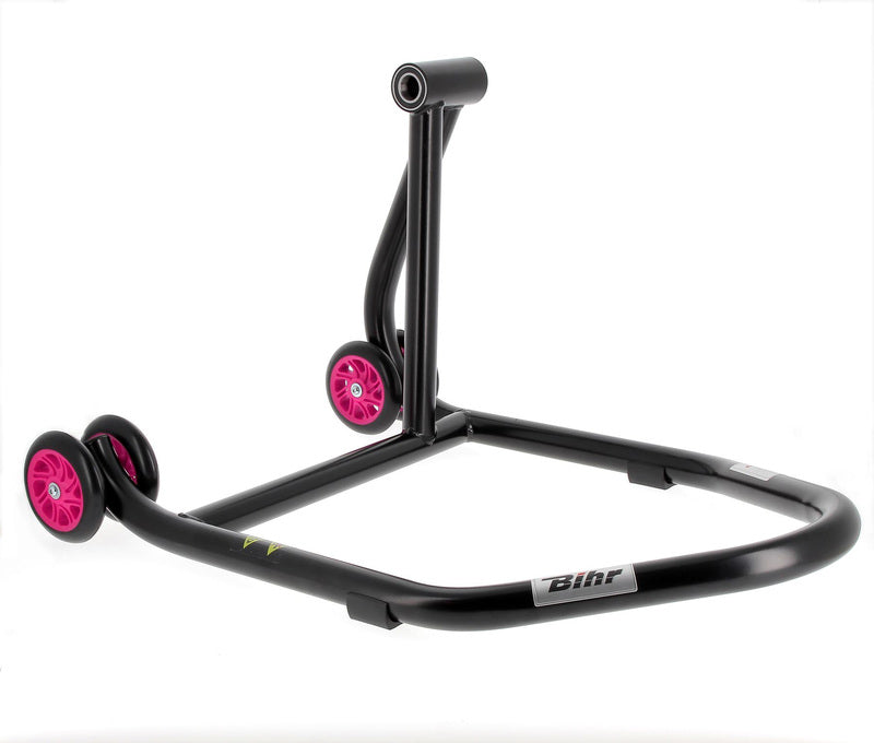 BIHR Home Track Montageständer Einarmschwinge rechts mattschwarz Räder rosa