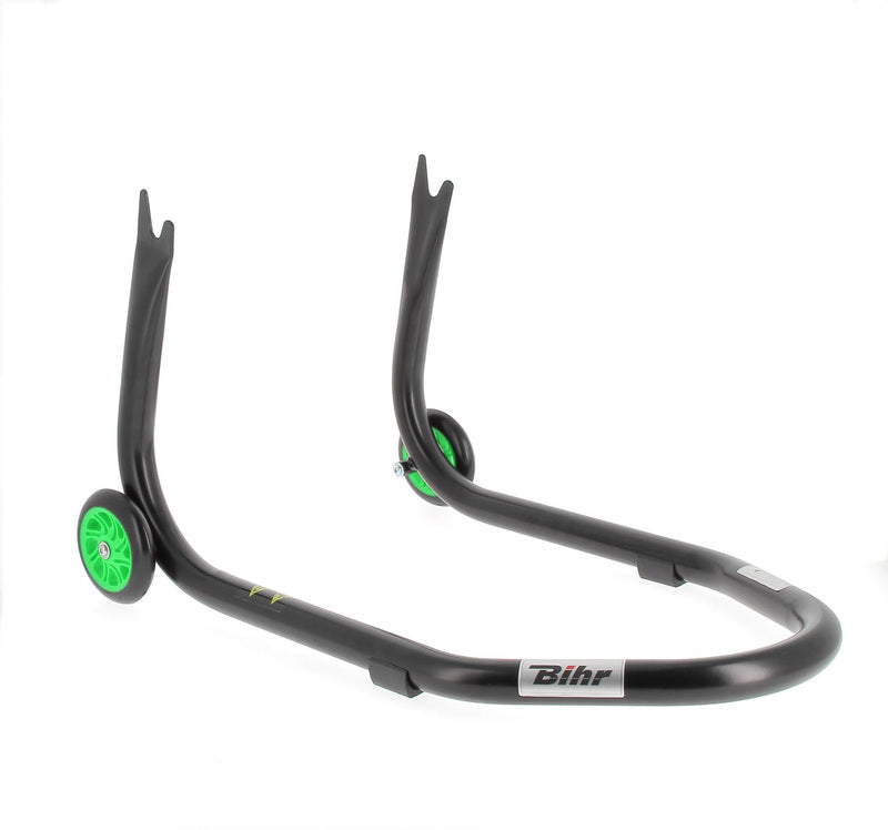 BIHR Home Track Montageständer hinten Aufnahmen in V-Form mattschwarz Räder grün