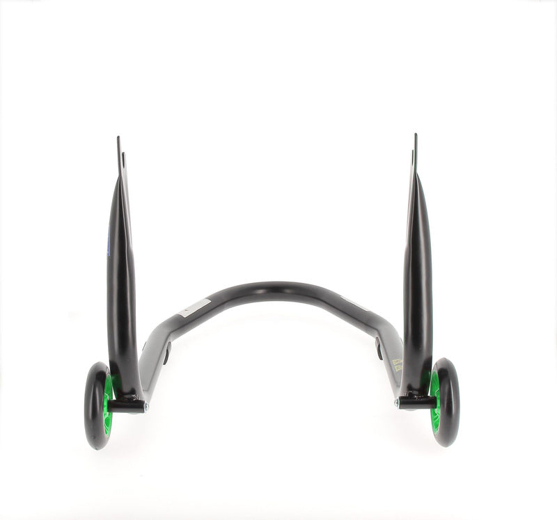 BIHR Home Track Montageständer hinten Aufnahmen in V-Form mattschwarz Räder grün